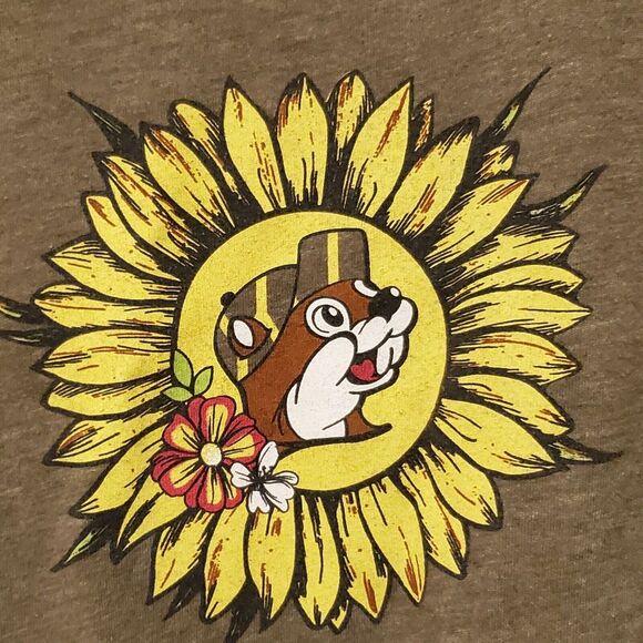 Bucees Buc-ee’s Be Happy Sunflower T-shirt Adult Unisex Large Olive Green - Picture 2 of 12